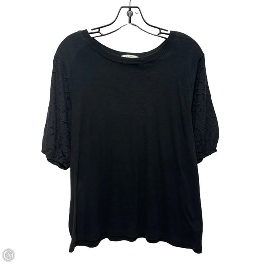 Eyelet Sleeve Top Short Sleeve By Z Supply In Black, Size: L