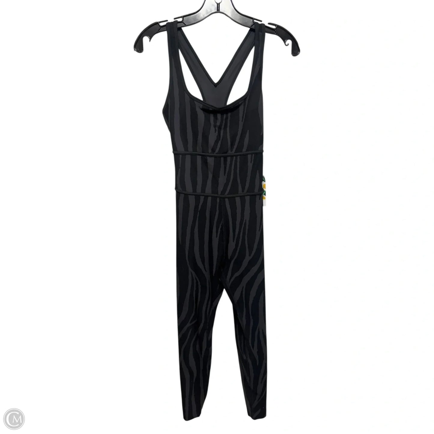Zebra Athletic Bodysuit Designer By Diane Von Furstenberg In Black & Grey, Size: Xs