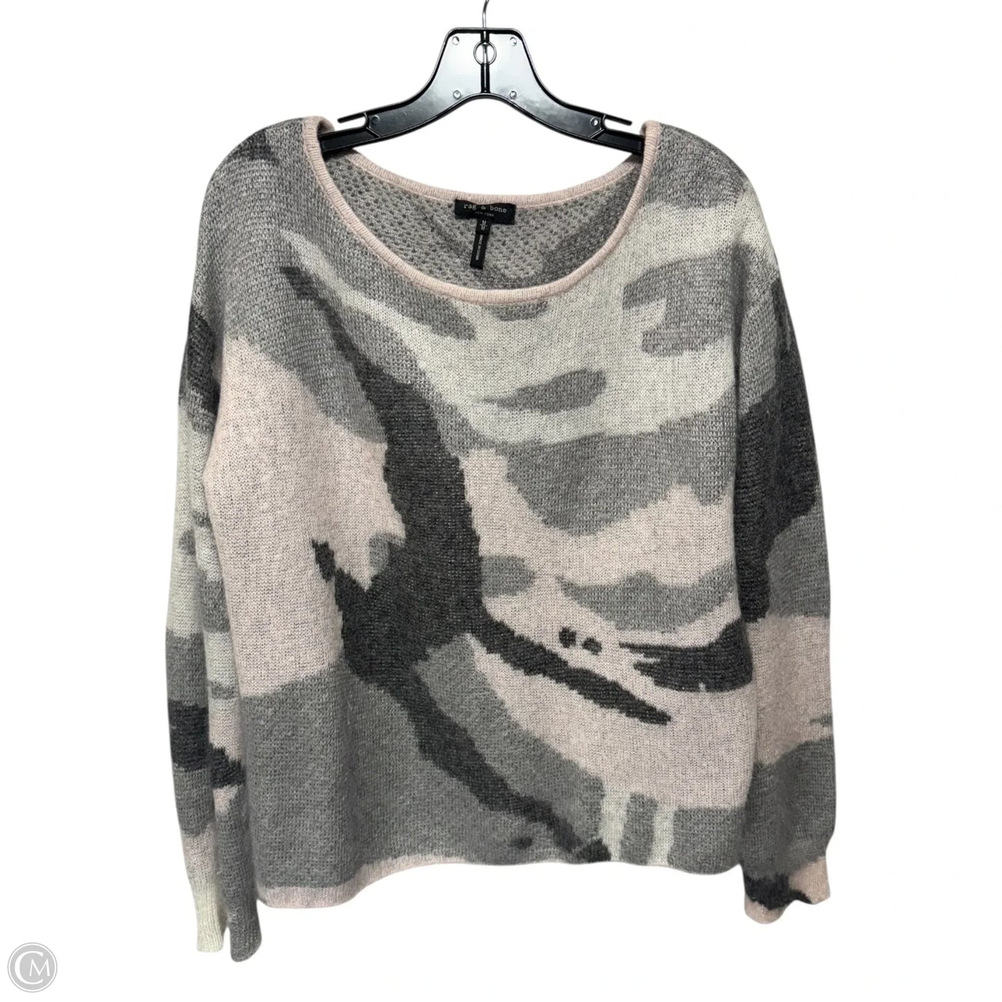 Sinclair Camouflage Merino Wool Mohair Blend Sweater By Rag And Bone In Grey, Size: M