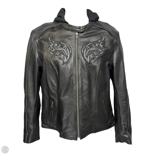 Embroidered Motorcycle Jacket Leather By X Element In Black, Size: 2x