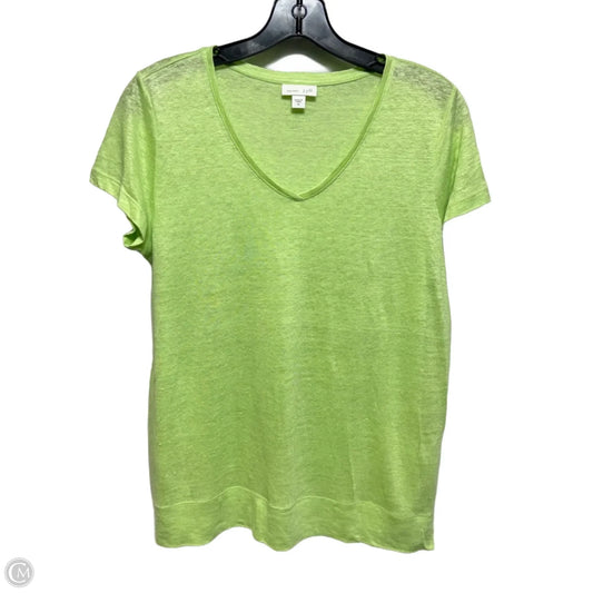 Linen Top Short Sleeve Basic By J. Jill In Green, Size: Xs