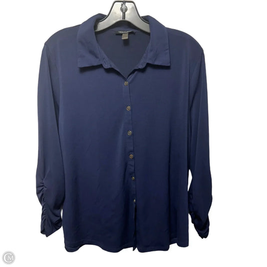 Top Long Sleeve By Cable And Gauge In Navy, Size: L