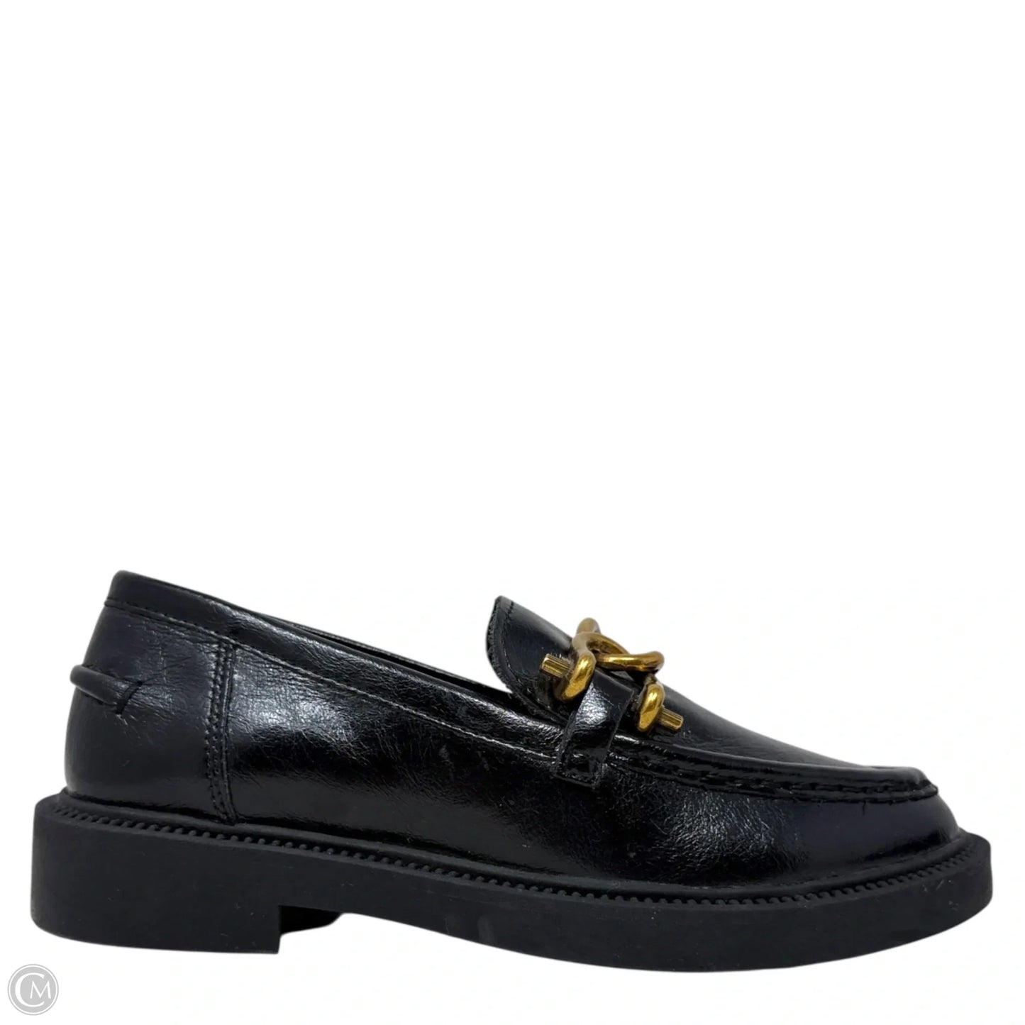 Karmine Leather Loafers By Steve Madden In Black & Gold, Size: 5