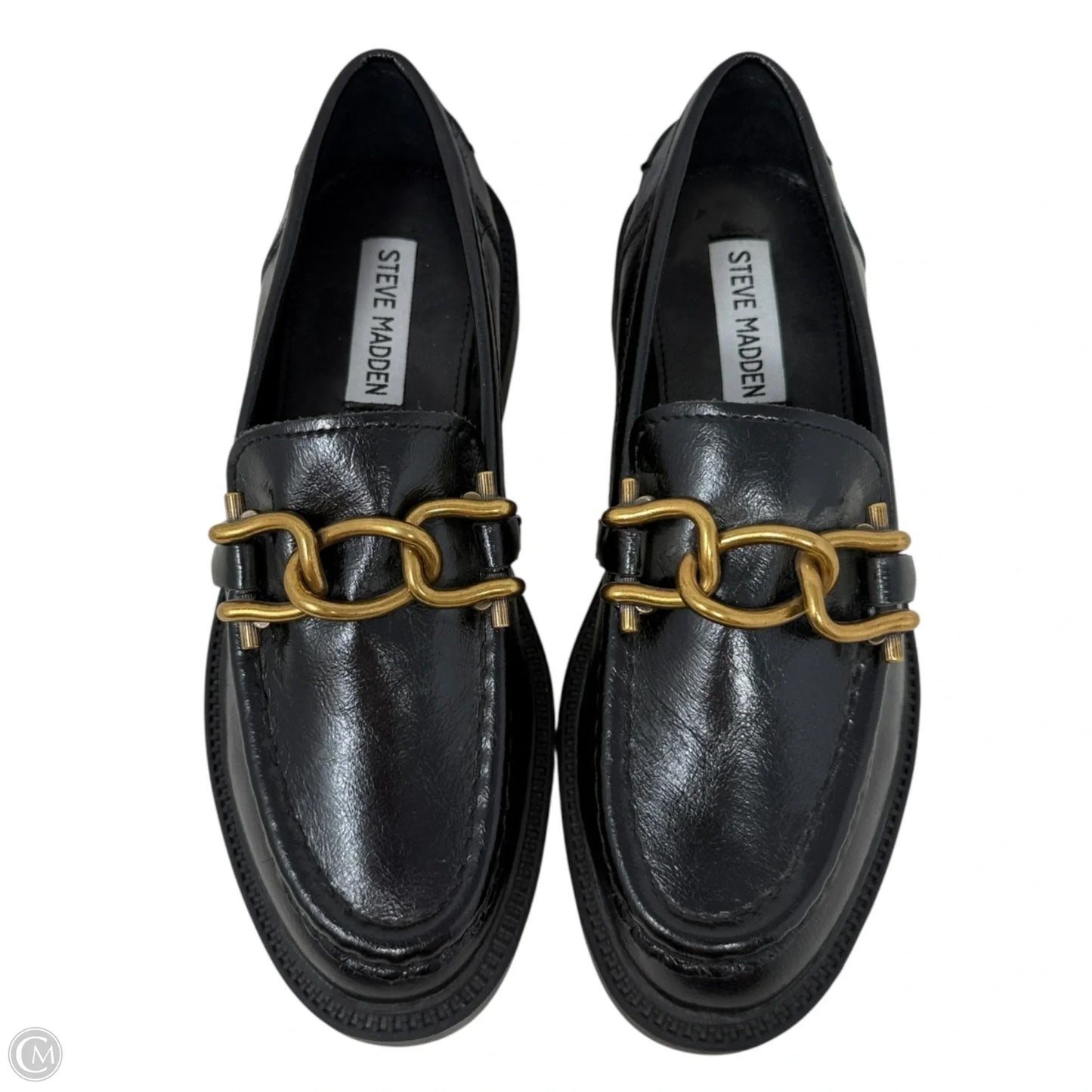 Karmine Leather Loafers By Steve Madden In Black & Gold, Size: 5