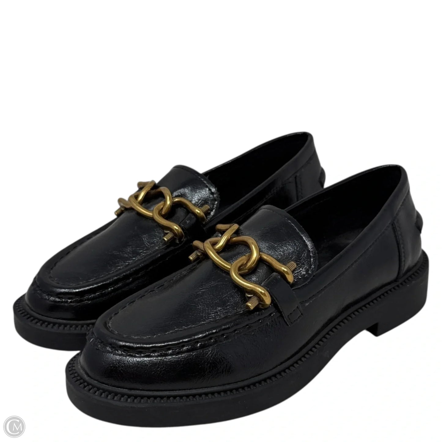 Karmine Leather Loafers By Steve Madden In Black & Gold, Size: 5