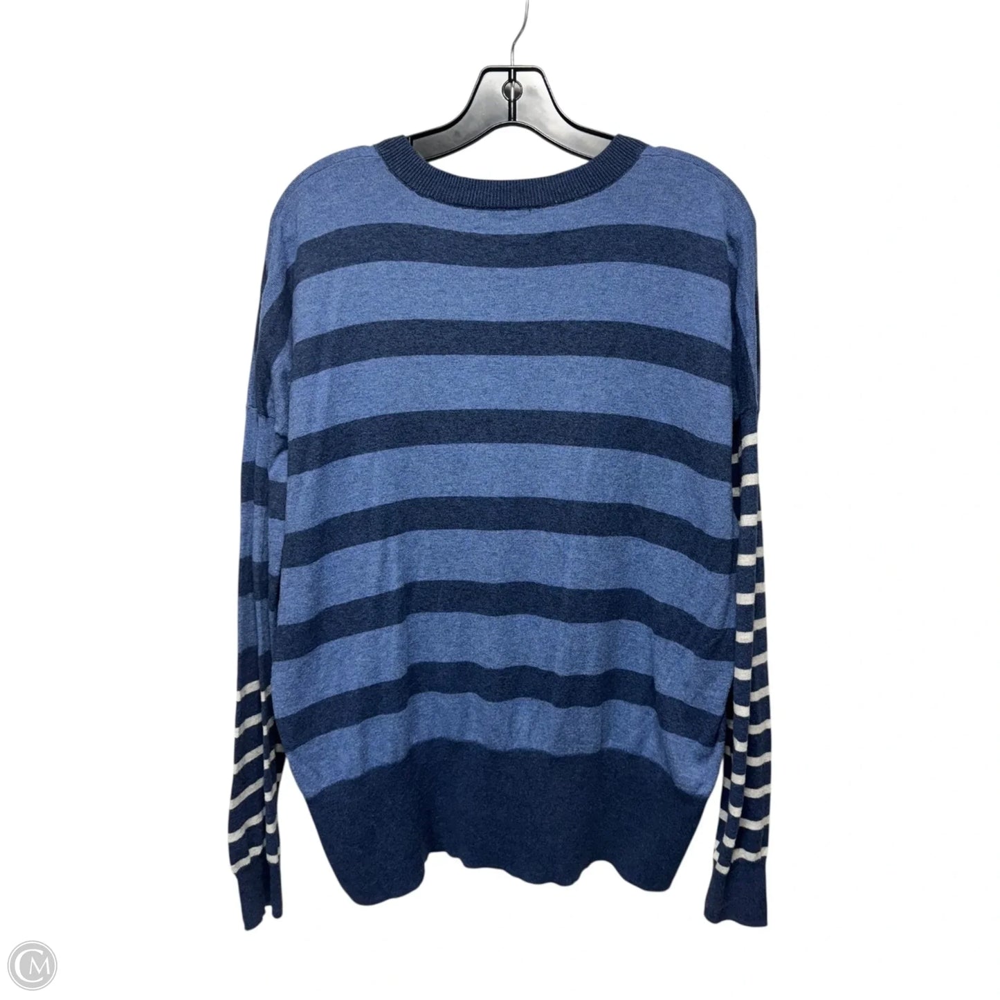 Striped V Neck Pullover Sweater Designer By Derek Lam In Striped Pattern, Size: S