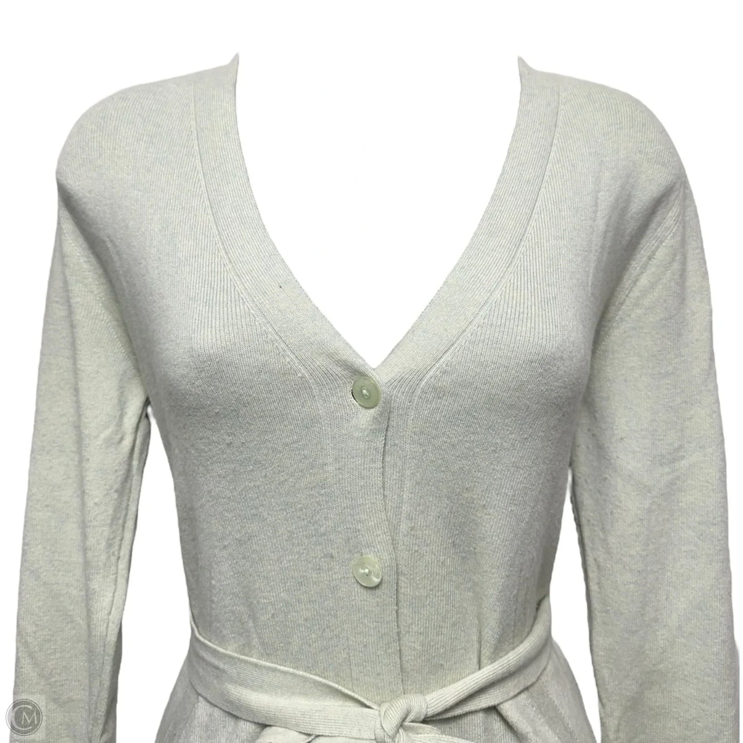 Belted Cardigan Sweater Designer By Escada In Aqua, Size: S