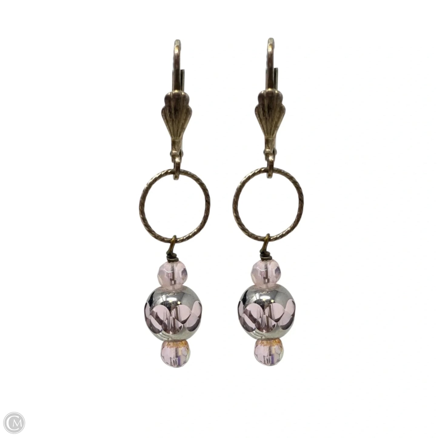 Handmade Pink Glass Bead Dangle Earrings