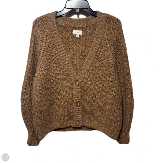 Sweater Cardigan By Lucky Brand In Brown, Size: L