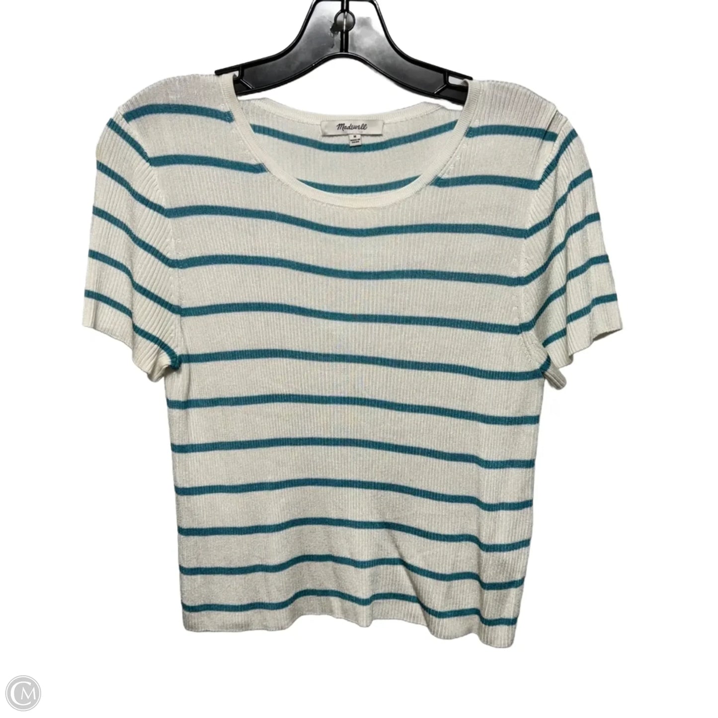 Ribbed Top Short Sleeve By Madewell In Striped Pattern, Size: M