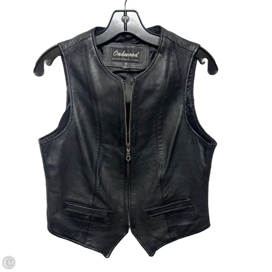 Vintage Leather Vest By Oakwood In Black, Size: M