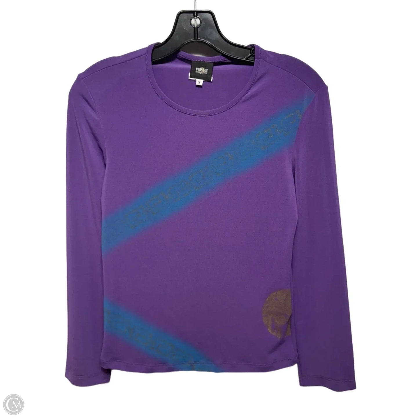 Top Long Sleeve Luxury Designer By Versace Jeans Couture In Purple, Size: S