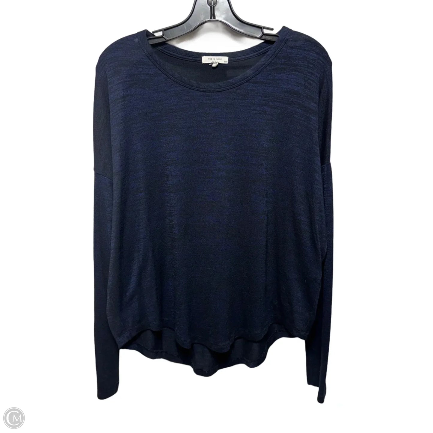 Top Long Sleeve By Rag And Bone In Black & Blue, Size: M