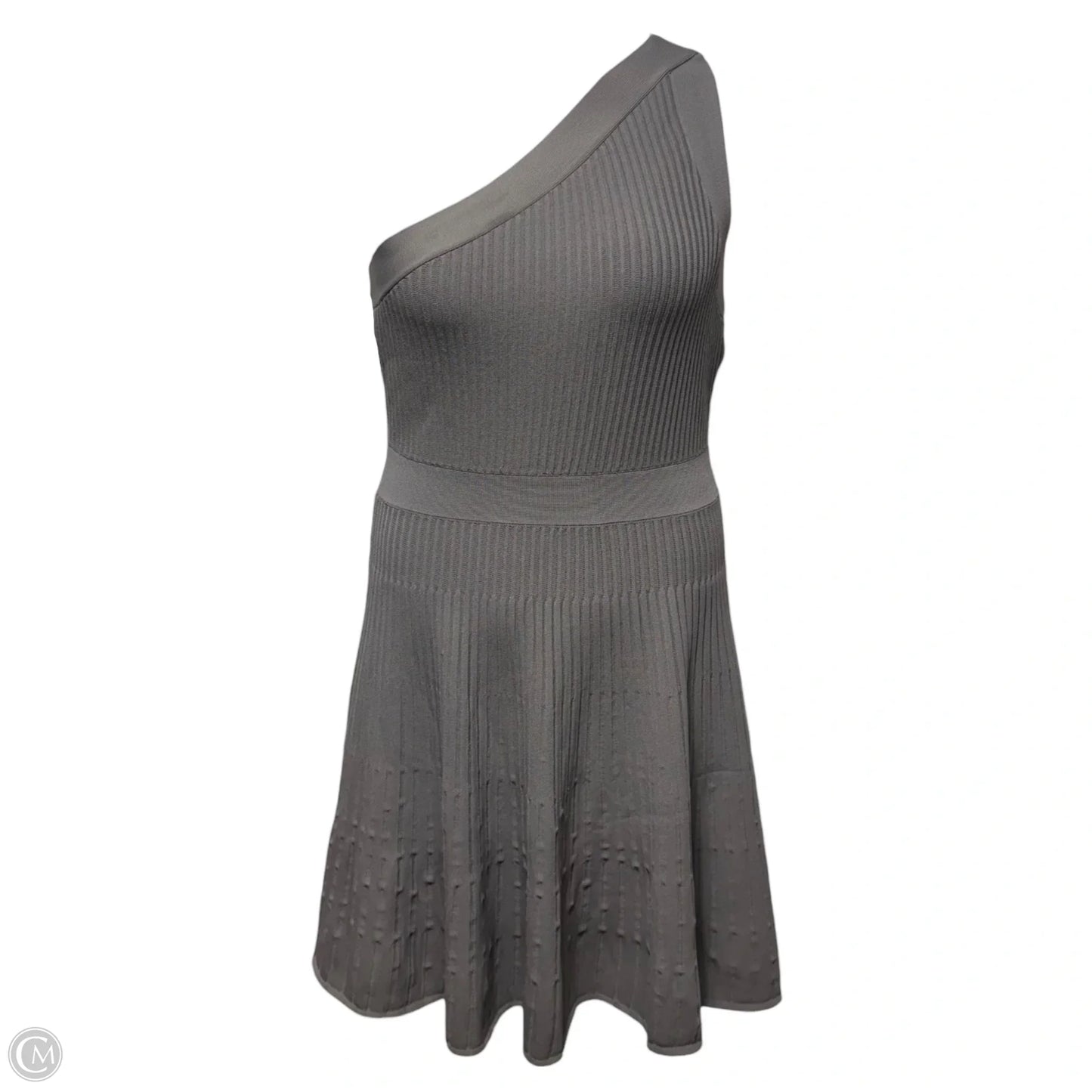 Knit One Shoulder Dress Designer By Milly In Grey, Size: M