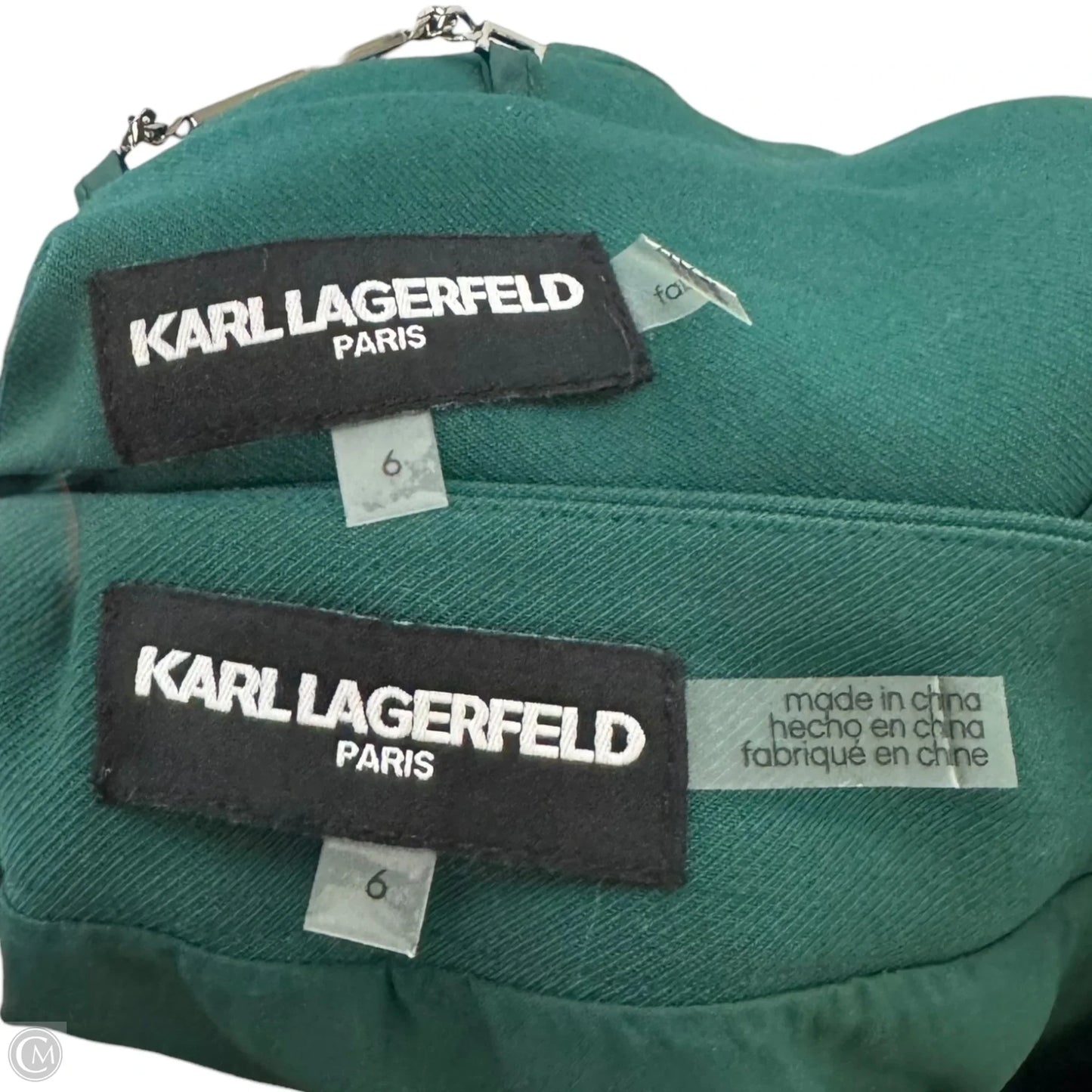Embellished Blazer & Skirt Set Designer By Karl Lagerfeld In Green, Size: 6