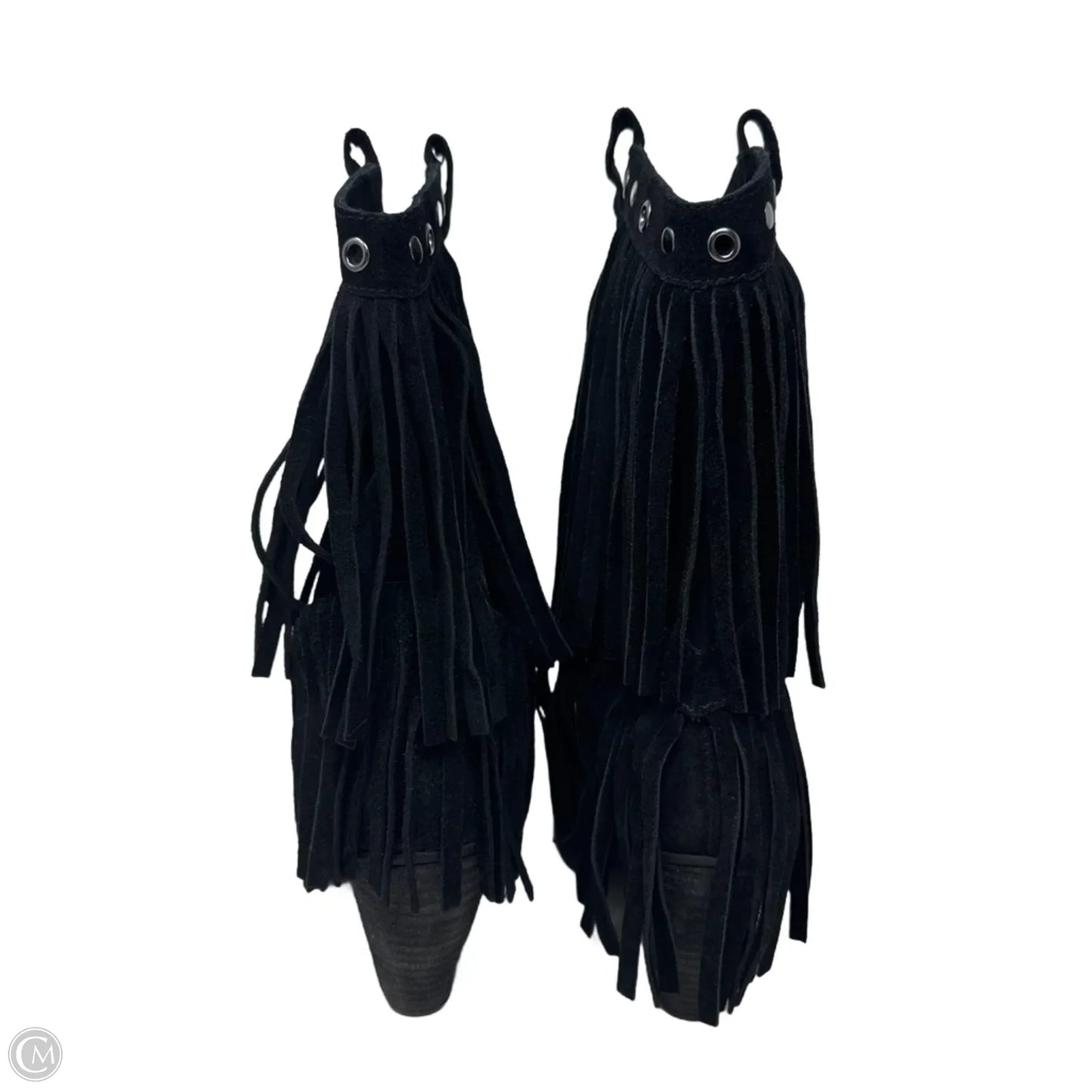 Fringe Boots Ankle Heels By Naughty Monkey In Black, Size: 7
