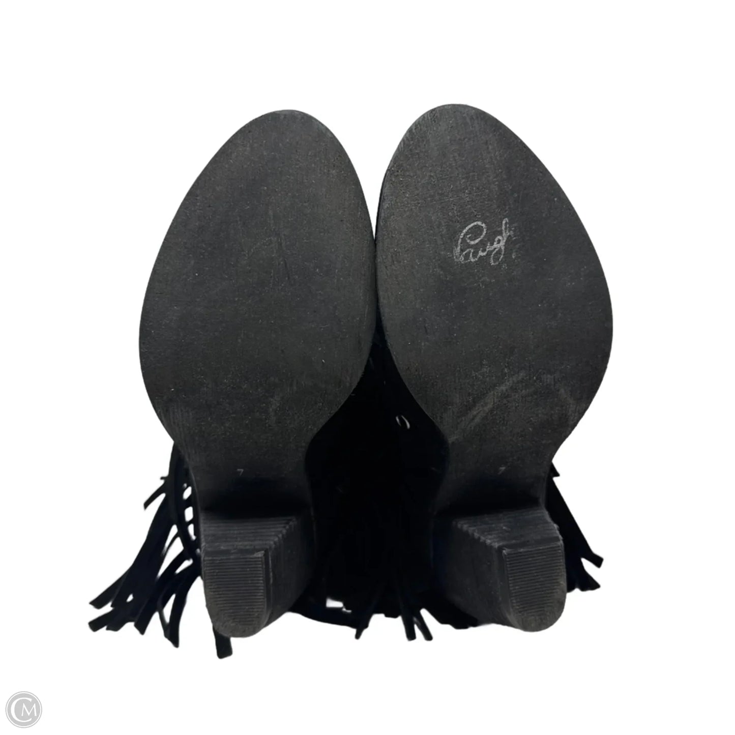 Fringe Boots Ankle Heels By Naughty Monkey In Black, Size: 7