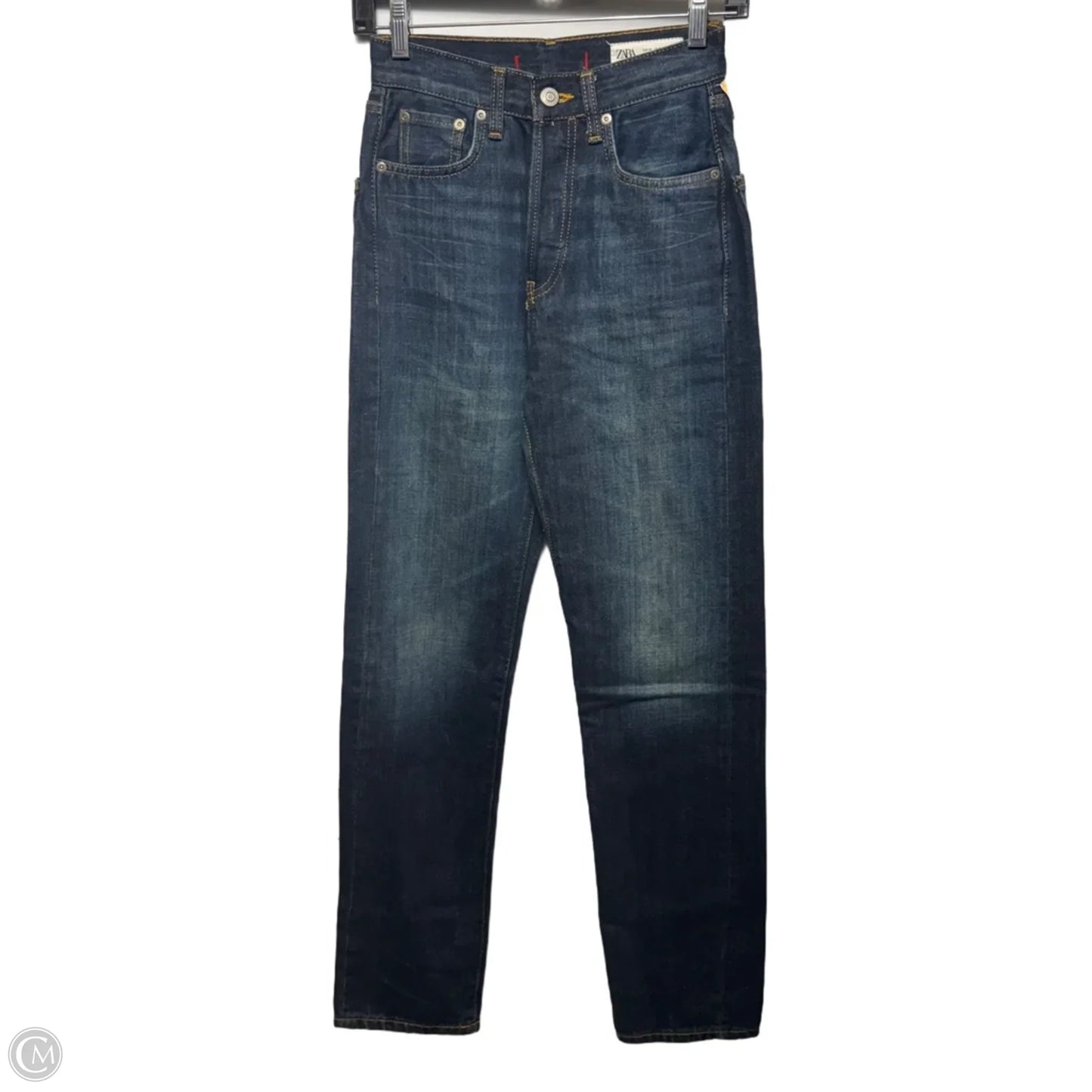 Jeans Straight By Zara In Blue Denim, Size: 0