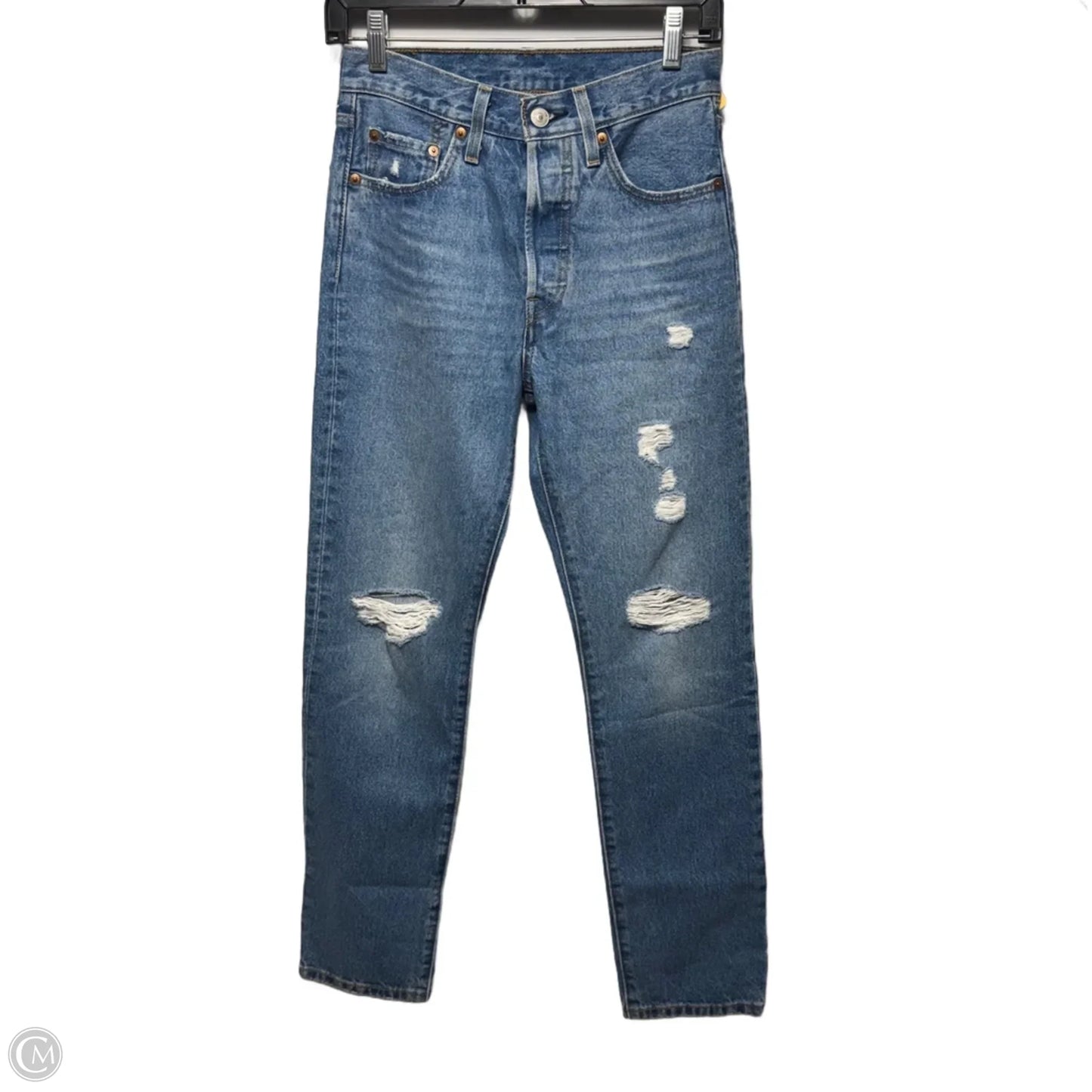 Jeans Straight By Levis In Blue Denim, Size: 0 - 24W x 30L