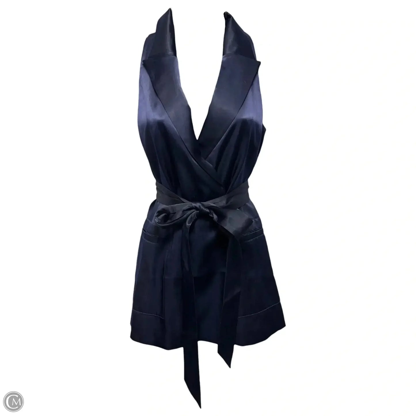 Tailored Satin Longline Vest By Ted Baker In Navy, Size: S (1)