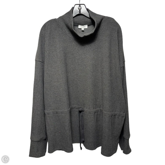 Ribbed Athletic Top Long Sleeve Collar By Haven In Grey, Size: Xxl