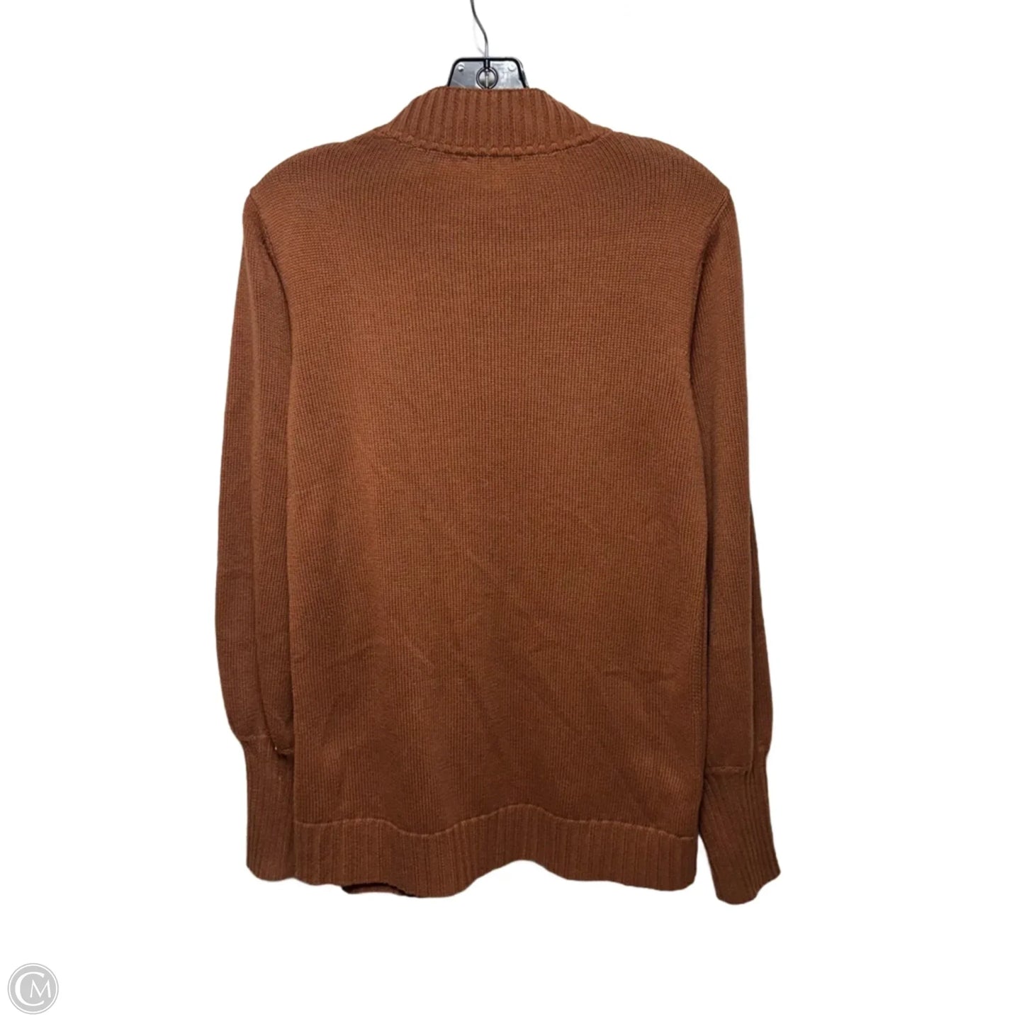 Estate Cable Knit Half Zip Pullover Sweater By Isaac Mizrahi In Brown, Size: 1X