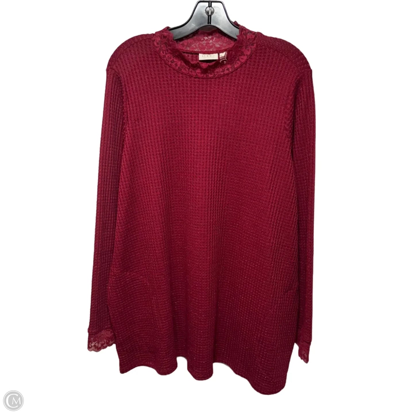Top Long Sleeve By Logo In Red, Size: 1X