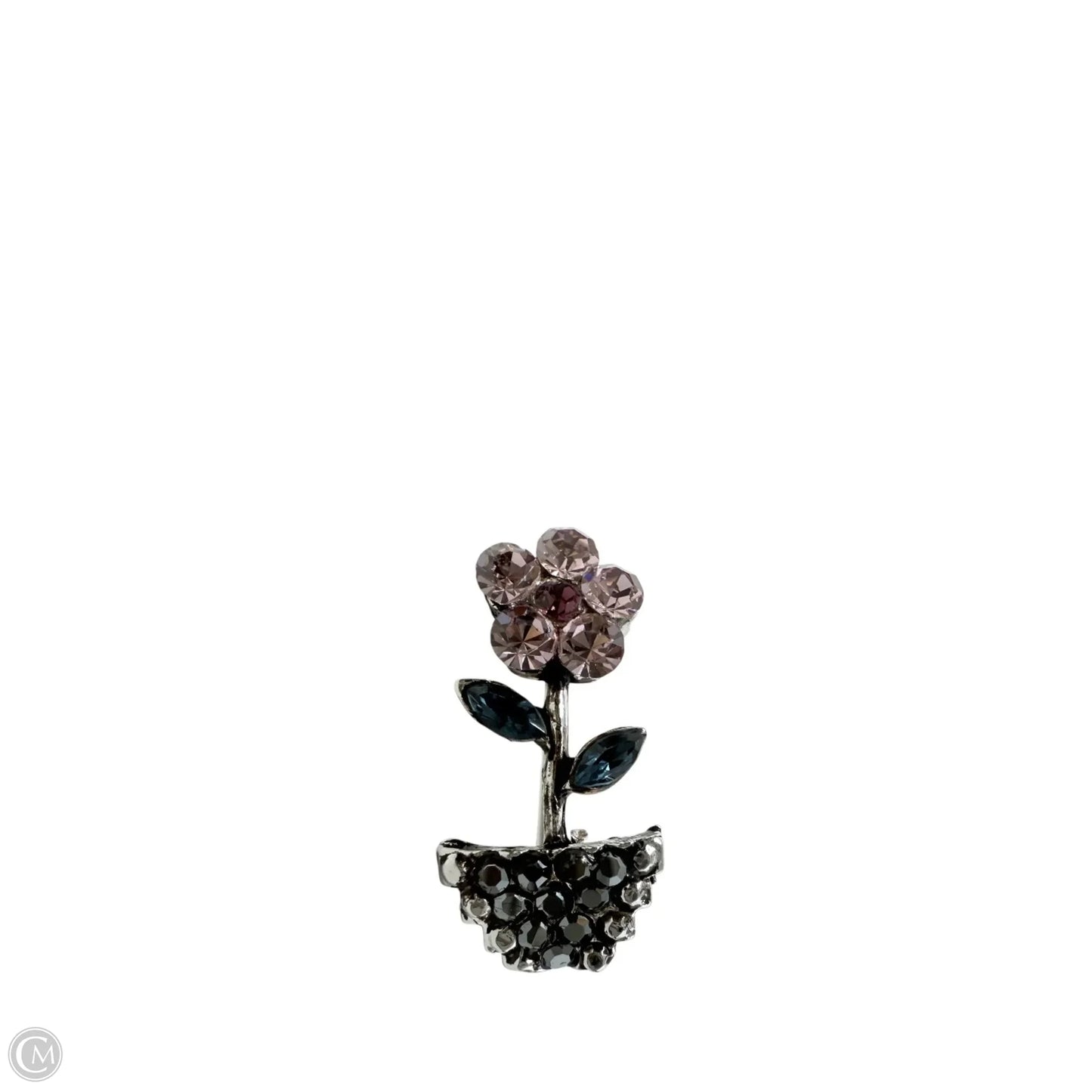 Tiny Rhinestone Flower Pot Pin