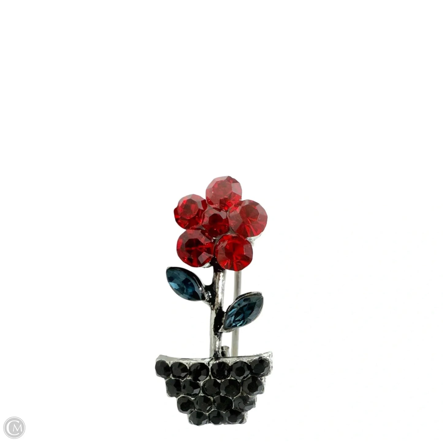 Tiny Rhinestone Flower Pot Pin