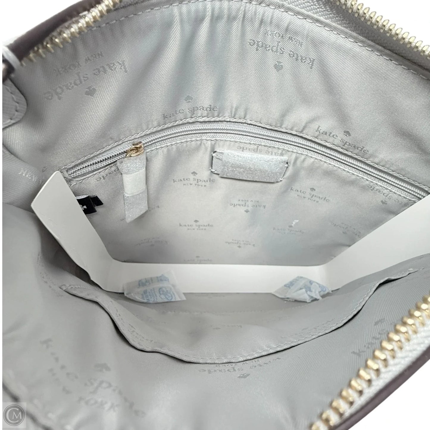 Sadie North South Crossbody In Platinum Saffiano Leather Designer By Kate Spade, Size: Small