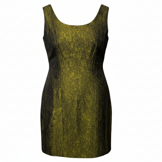 Metallic Textured Dress Party Midi By Banu Paris In Green, Size: 8