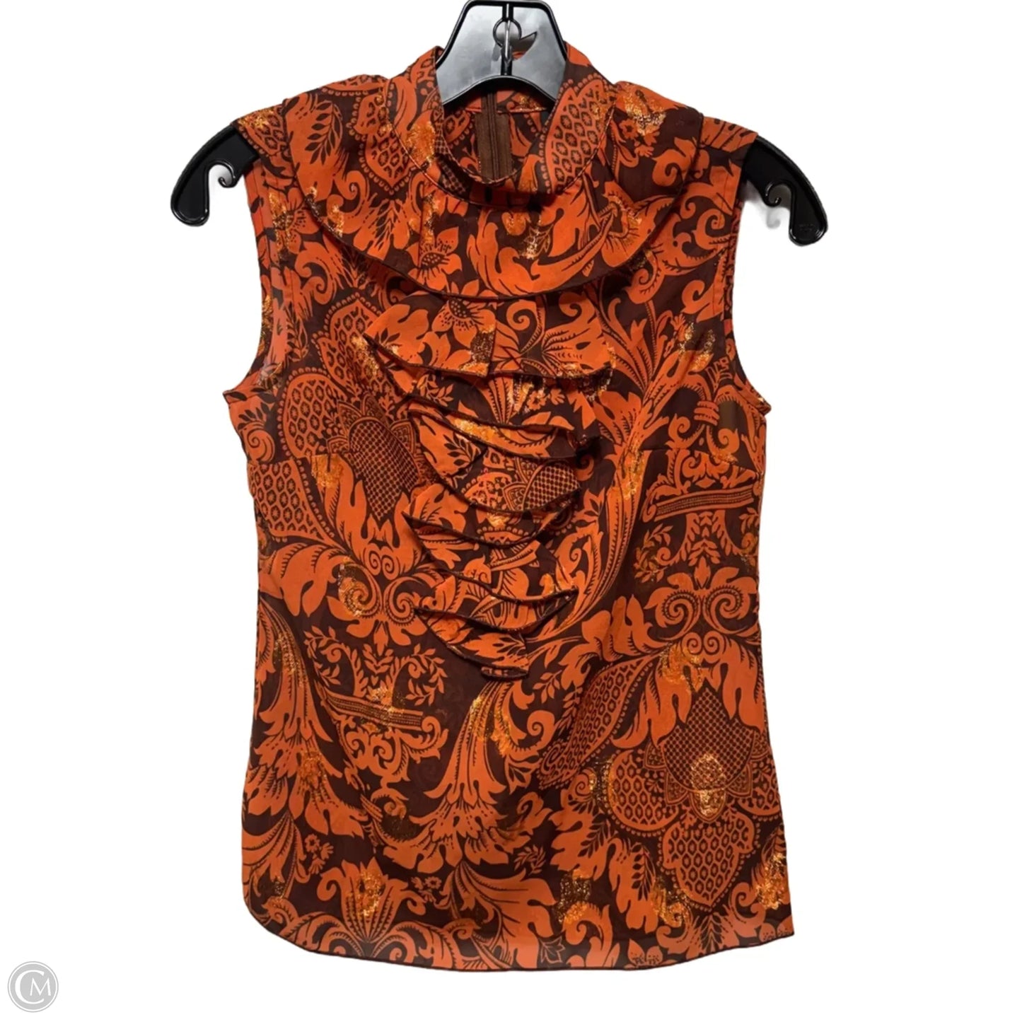 Metallic Burnout Sleeveless Blouse By Anna Sui In Orange, Size: XS