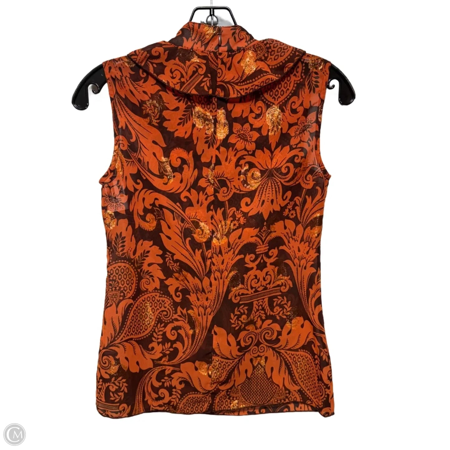 Metallic Burnout Sleeveless Blouse By Anna Sui In Orange, Size: XS