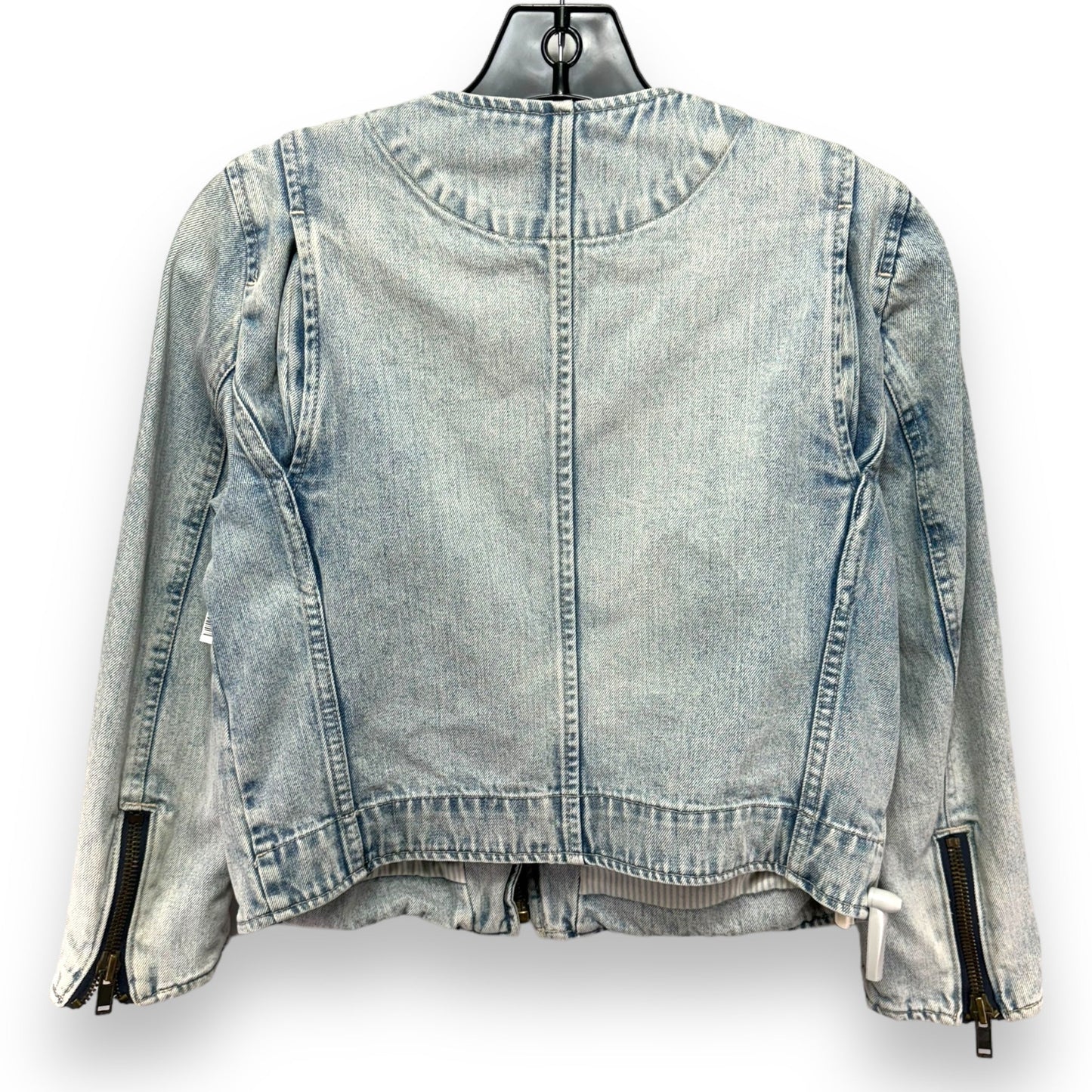 Cropped Denim Moto Jacket By Gap In Nautical Rinse, Size: S