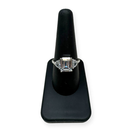 Emerald Cut 3 Stone Engagement Ring Sterling Silver By Unknown Brand  Size: 9