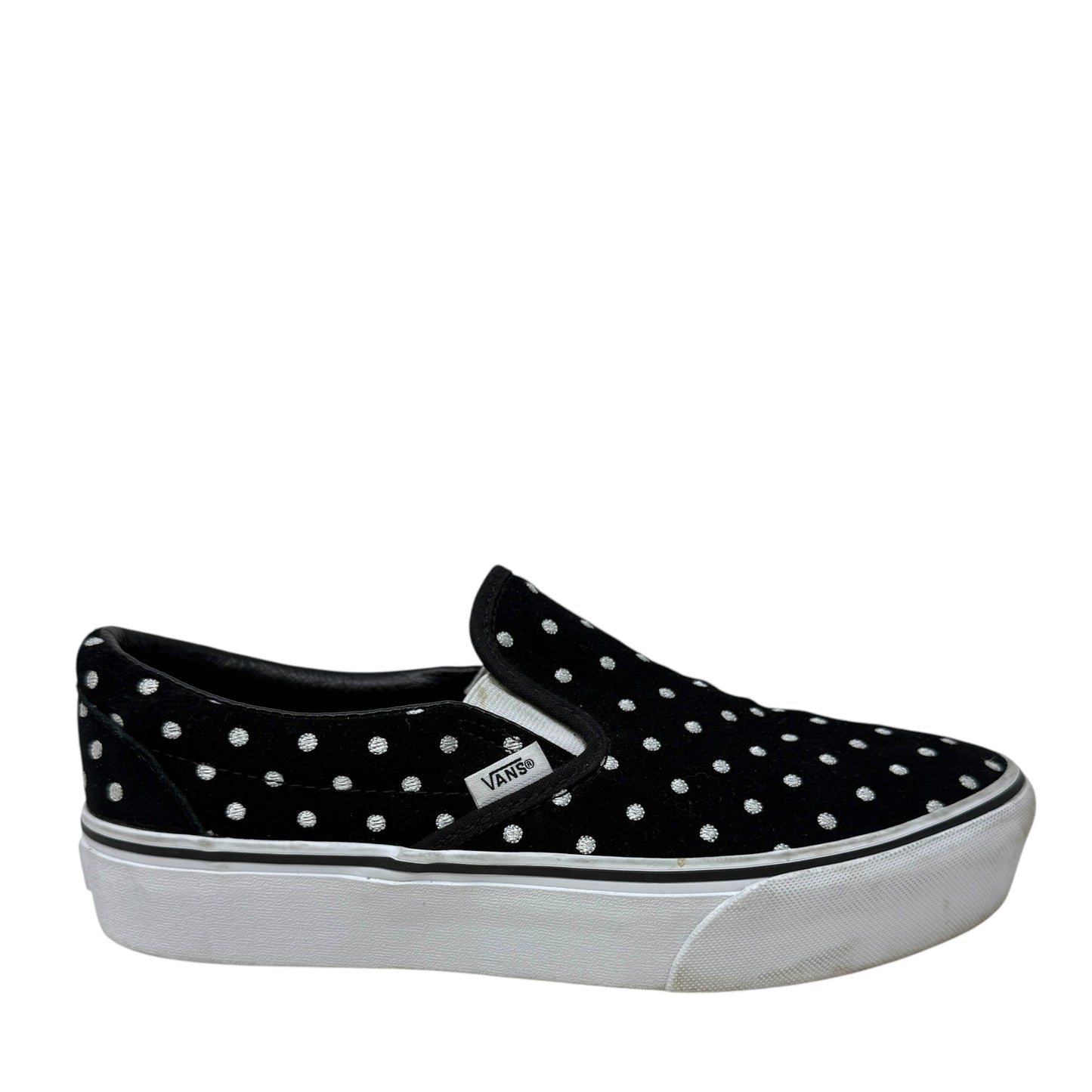 Classic Slip-On Suede 'Polka Dot' Sneakers By Vans In Black & White, Size: 9.5