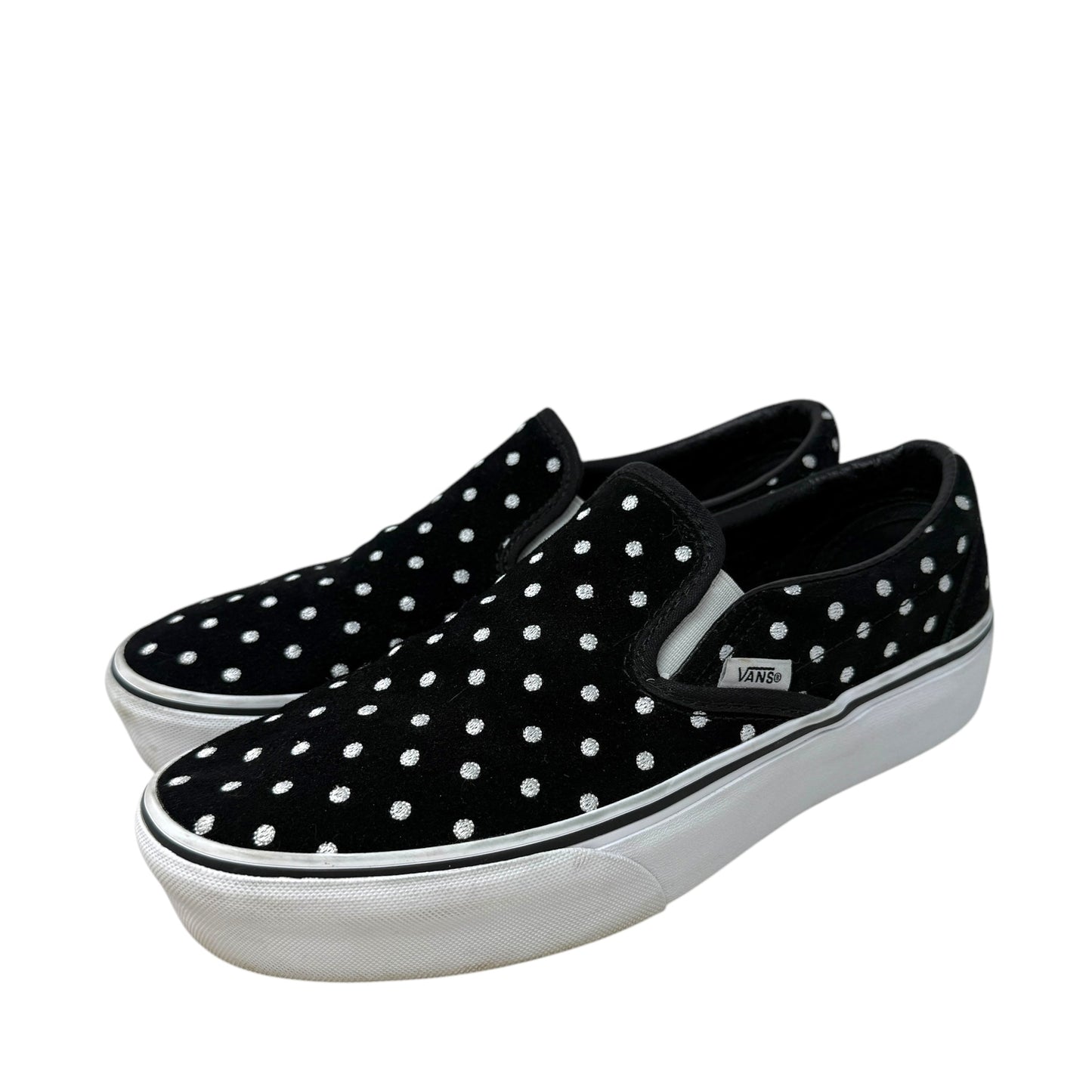 Classic Slip-On Suede 'Polka Dot' Sneakers By Vans In Black & White, Size: 9.5