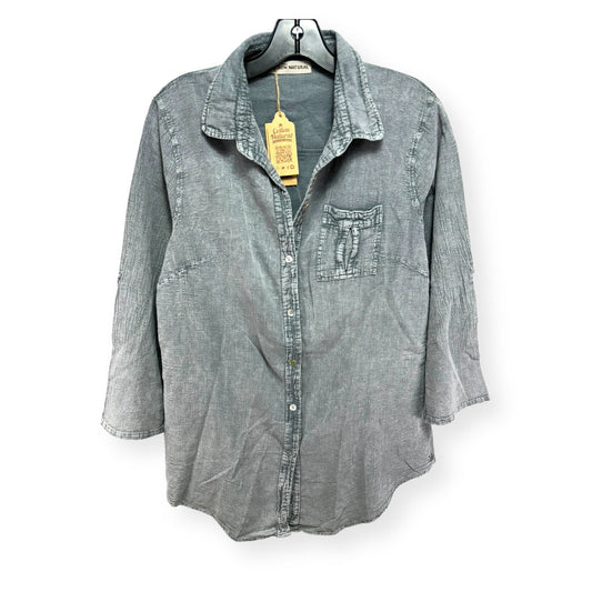 Grey Top Long Sleeve Cotton Natural, Size L