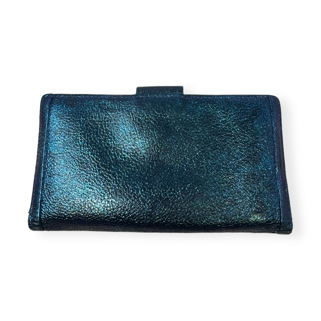 Reworked Glitter Pebbled Leather Wallet Designer Bvlgari, Size Small