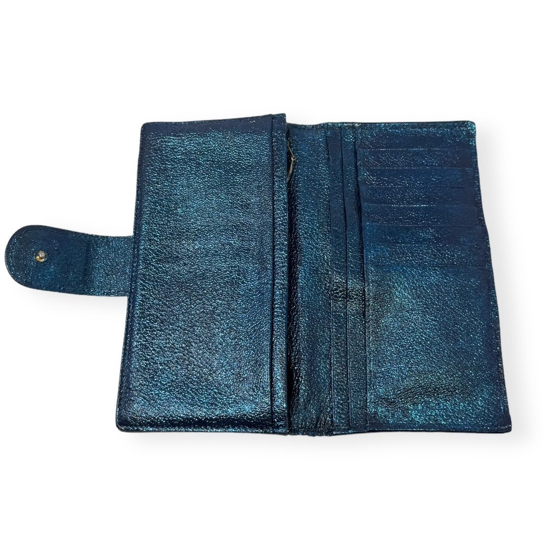 Reworked Glitter Pebbled Leather Wallet Designer Bvlgari, Size Small