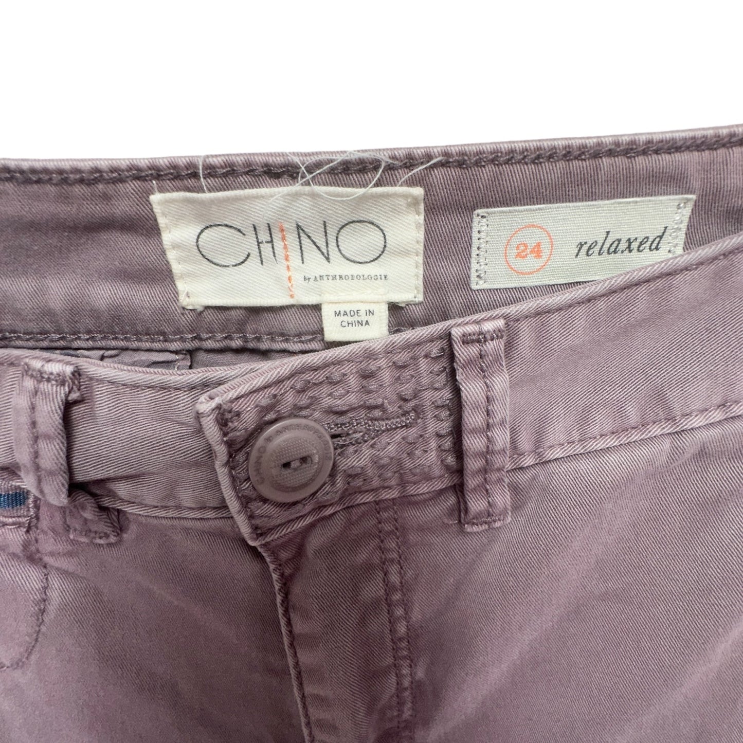 Relaxed Embroidered Chino Pants in Lilac Anthropologie, Size 0