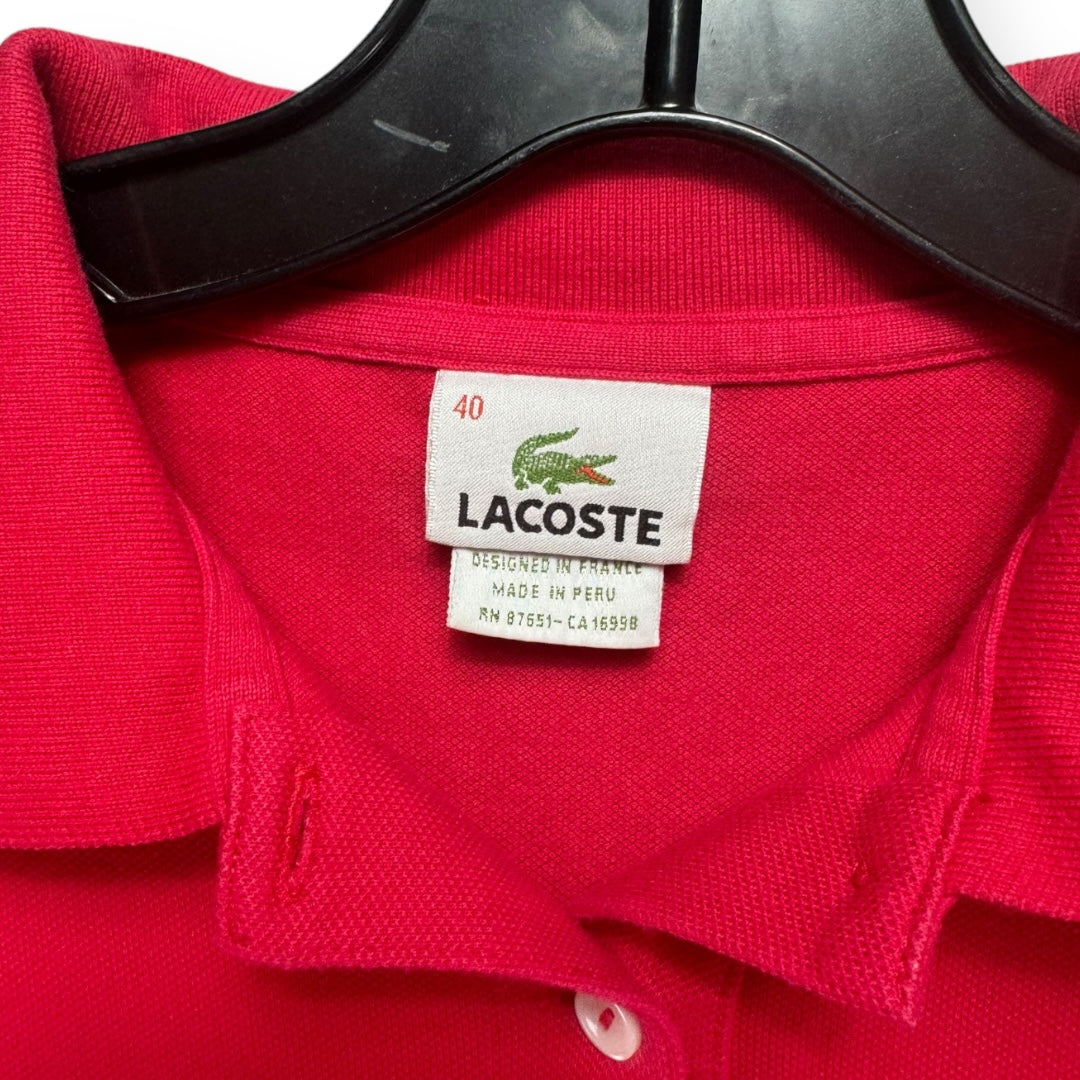 Red Top Short Sleeve Designer Lacoste, Size 6