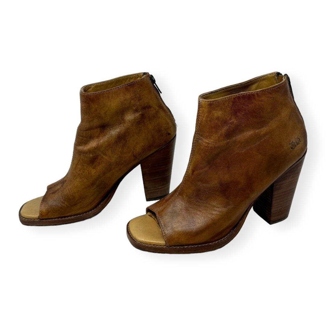 Onset Peep Toe Bootie in Cognac Bed Stu, Size 9