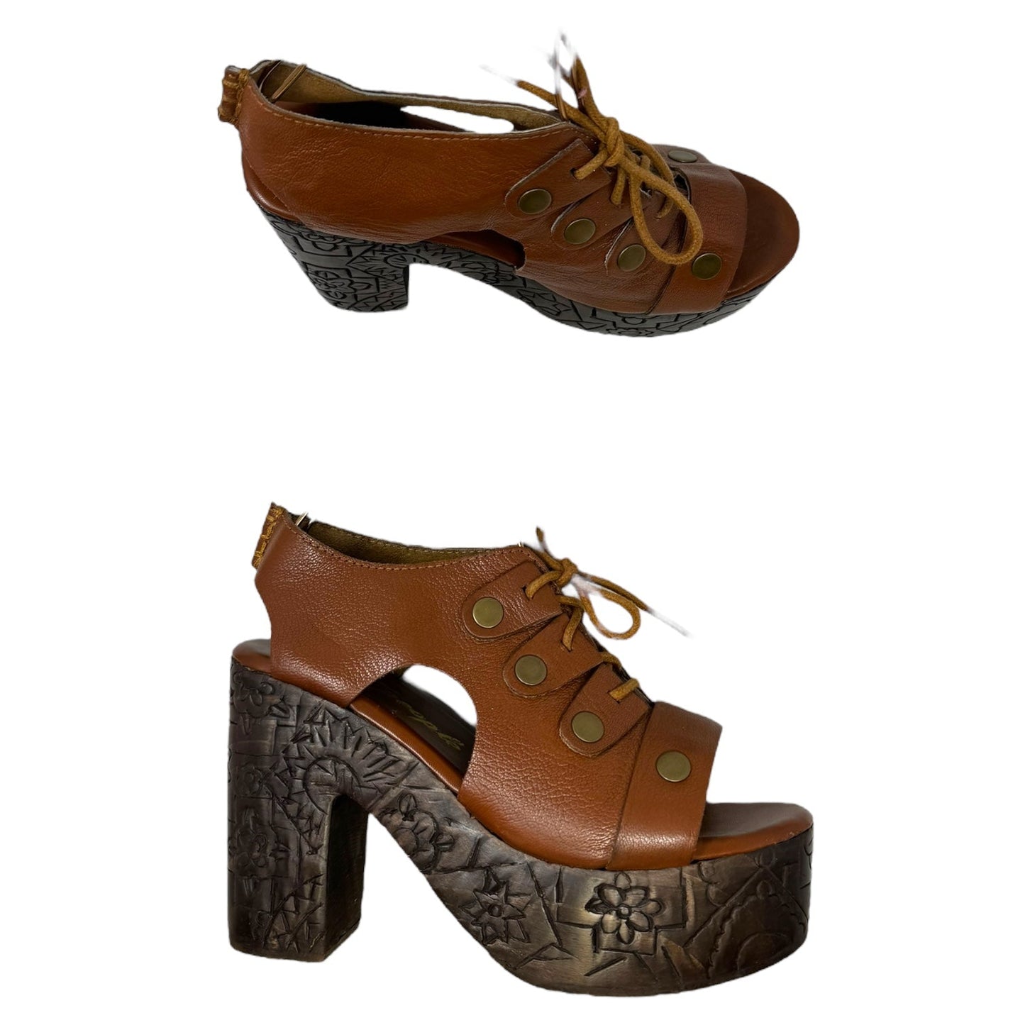 Farrah Carved Clogs By Free People In Brown, Size: 8.5