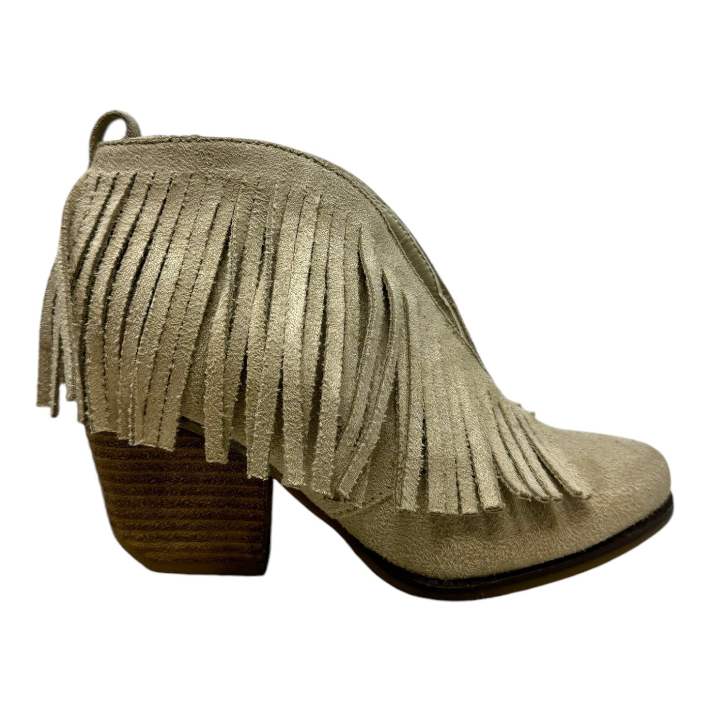 Fringe Boots Ankle Heels By Cato In Cream, Size: 8