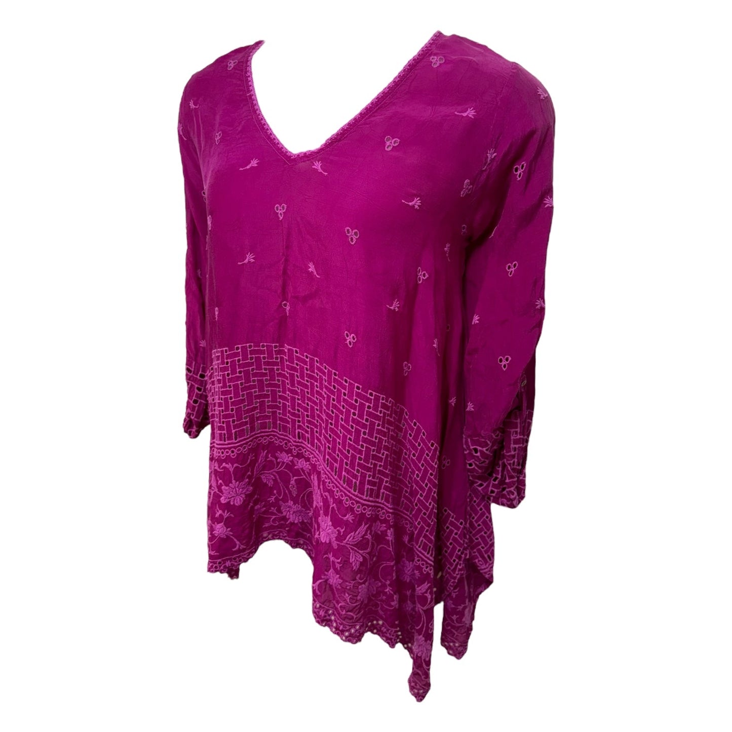 Violet Embroidered Top Long Sleeve By Johnny Was In Purple, Size: M