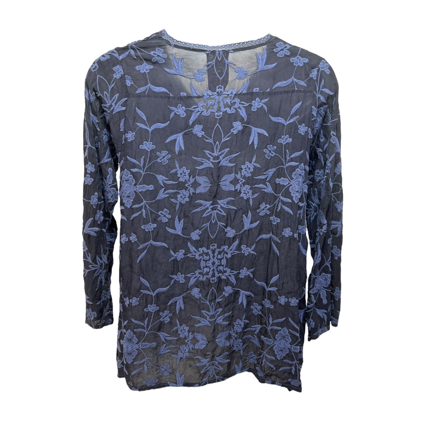 Lonny Handkerchief Top Long Sleeve By Johnny Was In Navy, Size: M