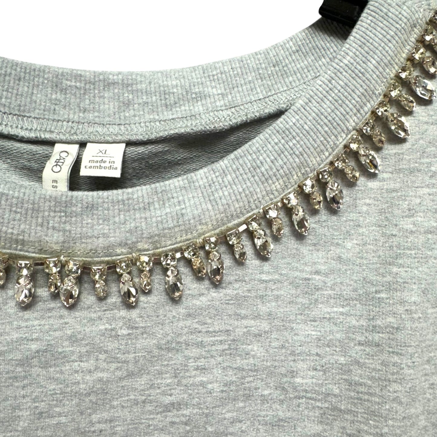 Jewel Collar Sweater By Cato In Grey, Size: Xl