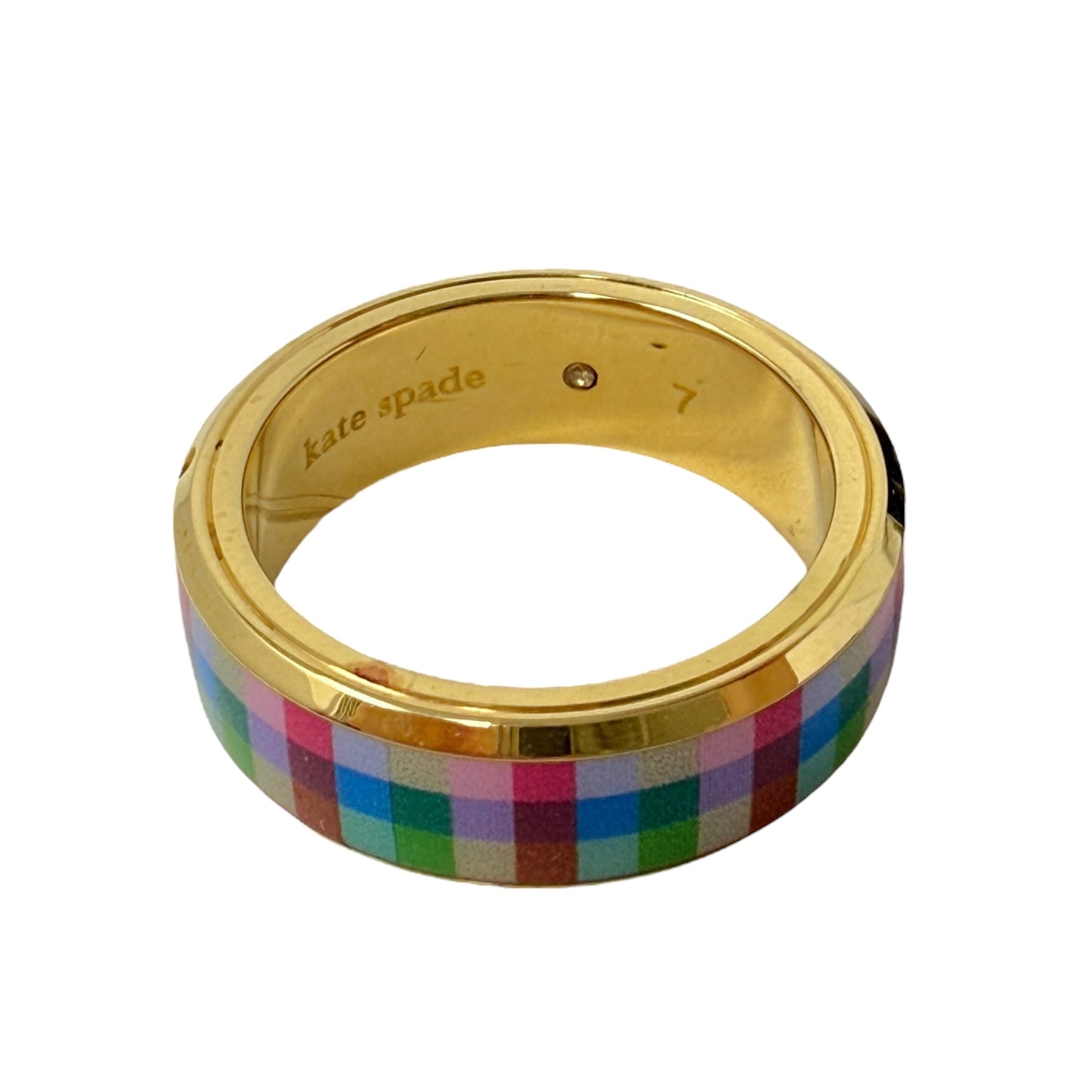 Plaid Ring Designer By Kate Spade, Size: 7