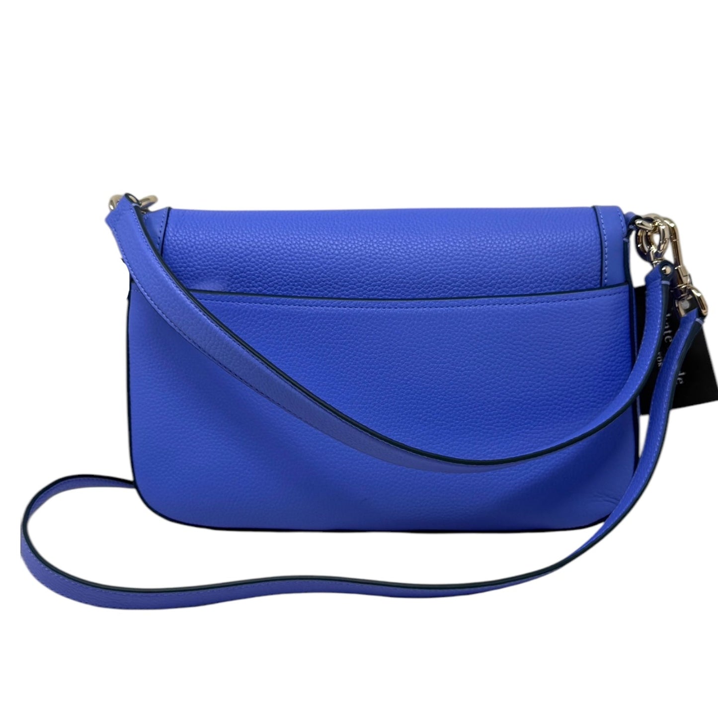 Hudson Pebbled Leather Flap Shoulder Bag Designer By Kate Spade In Dark Periwinkle , Size: Large